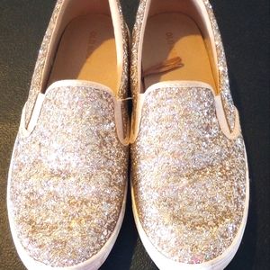 Gold sparkly slip-on sneakers from Old Navy.